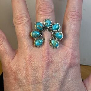 Kingman Turquoise Sterling Silver 37x33mm Naja Ring Adjustable